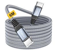 Txtcu USB C to USB C Cable 6M, Long USB C Charger Cable Nylon 60W Type C Charging Cable for iPhone 15/Pro/15 Pro Max,MacBook Pro Air,iPad Pro/Air,Samsung Galaxy S24 S23 S22 S21,Switch,Pixel 7