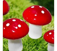 Txuolin 10Pcs Red Garden Stakes Mushroom Miniatures Indoor Outdoor Silhouette Fairy Garden Lawn Yard Decorations Lawn Inset Craft Decorative Stakes Outdoor Decor Car Accessories