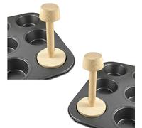 Txuolin 2Pcs Woodiness Tart Tamper Pastry Tampers Double Side Wooden Egg Tart Tamper Mold DIY Cake Pastry Pusher for Kitchen Party Baking Tools, Pie, Tarts and Quiche Pans