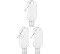Txuolin 3 Pcs Transparent Hot Sauce Keychain Bottles - Portable Mini Ketchup Containers for On-The-Go - Refillable Travel Size Hot Sauce Keychain, 2oz/50ml Bottles