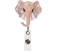 Txuolin Rose Gold Cute Elephant Retractable Badge Holder Clip with Alligator Clip Nylon Cord ID Badge Reel on Card Holders Badge Holders for Nurse Teacher Student Identification Badges