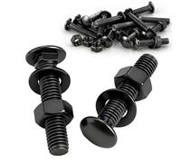 TXXATX 10 Pcs Carriage Bolts M6x50mm Coach Bolt M6 Coach Bolts 304 Stainless Steel Black Oxide with Hex Nuts Washers A2-70 for Industrial Machinery Construction Home Decoration
