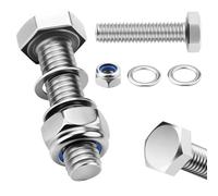 TXXATX 10 Pcs Hex Head Bolts and Nuts Sets M8X35mm with Nylon Nut Flat Washers 304 Stainless Steel Bolts M8 Bolt DIN 933 for Construction Furniture Automotive Machinery 3D Printing