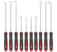 TXXATX 10-Piece Pick and Hook Set Red Shaft Seal Tool 24 cm and 16.5 cm Hook Tool Universal Precision Hook for Oil Rings O-Ring Seal Car Hoses Disassembly Tool