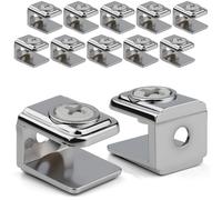 TXXATX 12 Pcs Glass Shelf Brackets Adjustable Glass Shelf Supports Clamps Zinc Alloy Adaptive 5-10 mm Thickness Panels Wall Mounted for Cabinet Bathroom Office Hotel Kitchen Floating Display Shelves