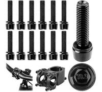 TXXATX 12 Pieces Bike Bolts M5 x 20 mm Bike Stem Fixed Screws with Washers Carbon Steel Handlebar Stem Screws Black Bike Disc Brake Caliper Bolts with 4 mm Allen Key for Road Mountain Bike