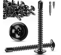 TXXATX 120 Pieces Self Tapping Screws Metal M4.2x38 mm Wafer Head Screws 410 Stainless Steel Self Drilling Screws Black for Metalwork Plastics Wood Furniture