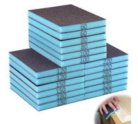 TXXATX 18 Pcs Sanding Sponges 60/80/100/120/150/180/220/280/320 Grits Foam Sanding Pads Washable and Reusable Sandpaper Block Wet and Dry Blocks for Wood Wall Car Furniture Plastic Metal Polishing