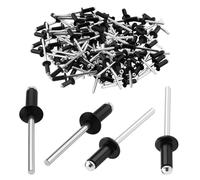 TXXATX 4x10 mm Aluminium Blind Rivets 120 Pieces Black Dome Head Pop Rivets Open End Rivet for Metal Wood Plastic Furniture Car Marine Verbindung und Befestigung