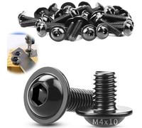 TXXATX M4x10mm Flanged Button Head Socket Cap Screws 100 Pcs M4 Bolts 304 Stainless Steel Pan Head Screws Black Oxide Allen Bolts ISO7380-2 with Hex Drive for Table Legs Vehicles DIY Model Building