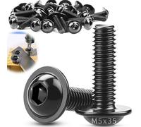TXXATX M5x35mm Bolts Flanged Button Head Socket Cap Screws 30 Pcs 304 Stainless Steel Pan Head Screws Black Oxide Allen Bolts ISO7380-2 with Hex Drive for Table Legs Vehicles DIY Model Building