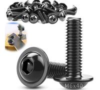 TXXATX M6x40mm Bolts Flanged Button Head Socket Cap Screws 25 Pcs 304 Stainless Steel Pan Head Screws Black Oxide Allen Bolts ISO7380-2 with Hex Drive for Table Legs Vehicles DIY Model Building