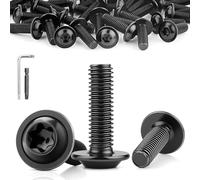 TXXATX Pack of 35 M6 x 20 mm Flat Head Screws with Flange Torx Screws ISO 7380-2 Rounded Head Screws Stainless Steel A2 V2A Flange Screw Black Threaded Screws for Wood Scaffolding Table Legs Vehicle
