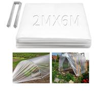 TXXATX Polythene Sheeting Heavy Duty 2 X 6M Extra Thick Clear Plastic Sheeting Plastic Dust Waterproof Sheets with 20pcs Garden Pegs for Gardening Farming Polytunnel Covers Building Protection