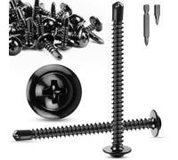 TXXATX Self Drilling Screws M4.2x50 mm Self Tapping Screws 60 Pcs Wafer Head Screws Black Self Tapping Screws 410 Stainless Steel Roofing Screws for Metalwork Wood Plastics Furniture