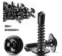 TXXATX Self-Tapping Metal Screws M4.2x19mm, 410 Stainless Steel Wafer Head Black Roofing Hardware, 60 Pcs for Metalwork, Wood, Maintenance and Furniture