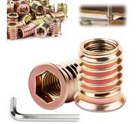 TXXATX Threaded Inserts for Wood M5x10 mm Insert Nuts 25 PCS Zinc Plated Furniture Hex Socket Nuts Drive Screws for Wooden Furniture, Shelves, Workbenches, Garden Furniture
