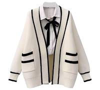 TXYJJP Womens Japan Cute Cardigan Sweater Kawaii JK Uniform Open Front Cardigan with Buttons Aesthetic Long Sleeve Loose Jackets, B, Small