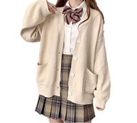 TXYJJP Womens Japanese Cute Kawaii Knitted Cardigan Sweater Cosplay Long Sleeve Button Down JK School Uniform Jacket