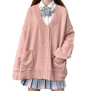 TXYJJP Womens Japanese Cute Kawaii Knitted Cardigan Sweater Cosplay Long Sleeve Button Down JK School Uniform Jacket