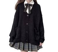 TXYJJP Womens Japanese Cute Kawaii Knitwear Knitted Cardigan Sweater Cosplay Long Sleeve Button Down JK School Uniform Jacket