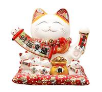 TXYXT Lucky Statue Cat Figurines Chinese Cat Waving Arm Maneki Neko Ceramic Japanese Money Fortune Cat Gift decorations for store company opening