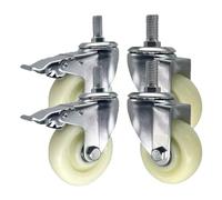 ty 3/4/5in Locking Castor Wheels - Set of 4 M20 Threaded Stem Swivel Casters - Durable Nylon Non-Slip Design for Workbench & Industrial Use (100mm)