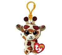 Ty - 35257 Plush Key Ring - Beanie Boos Clips - Giraffe - Stilts - Brown and White - With Glitter Eyes - The Plush with Big Sparkling Eyes - 12 cm - 35257