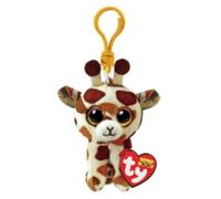 Ty - 35257 Plush Key Ring - Beanie Boos Clips - Giraffe - Stilts - Brown and White - With Glitter Eyes - The Plush with Big Sparkling Eyes - 12 cm - 35257