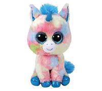 TY 36890 Blitz Unicorn with Glitter Eyes, Plush Beanie Boo Plush Soft Toy - Blue/Multicoloured 42 cm