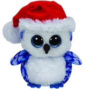 TY 41120 41120 Icicles Owl with Glitter Eyes, Beanie Boo's, X-Mas, 15 cm, Blue