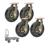 ty 4Piece Pneumatic Caster Wheel Set 8" x 10" Shock Absorbing Rubber Wheels with Brakes Swivel Design for Optimal Maneuverability in Various Environments