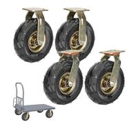 ty 4Piece Pneumatic Caster Wheel Set 810 Inch Shock Absorbing Rubber Swivel Wheels with Brakes Optimal Maneuverability for Various Environments