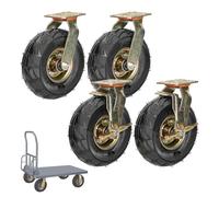 ty 4Piece Pneumatic Caster Wheel Set 810 Inch Shock Absorbing Rubber Wheels with Brakes Swivel Design for Optimal Maneuverability in Various Environments