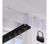 ty Aluminum Curtain Track Adjustable 1m-4.8m Ceiling Rail Silent Single-Track Room Divider Black Finish 5.9ft (2 x 90cm) for Home & Office Use