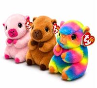 TY Beanie Babies Capybara 3 Piece Gift Set - Mocha, Savanna, and Petal 16cm - Collectible Stuffed Cuddly Toy Plushies - Brightly Coloured Soft Toy for Kids & Babies