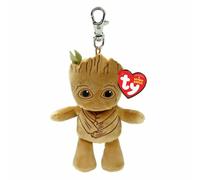 Ty Key Clip Marvel Groot Soft Plush Keychain - Adorable Groot with Bark Texture and Clip for Keys or Backpack