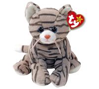 TY Silver II Tabby Cat Original Beanie Babies Regular - Soft Plush Toy for Kids, Teddy, Baby Toy, Collectible Stuffed Plushies