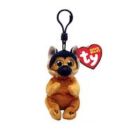 Ty Beanie Bellies Clips T43110 Plush Toy Key Ring Ace the German Shepherd with Golden Eyes Glitter Eyes Plush Animals with Soft Belly 12 cm