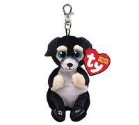 Ty Beanie Bellies Clips T43113 Plush Key Holder, Ranger The Dog with Blue Eyes Glitter, Plush Animals with Soft Belly 12 cm