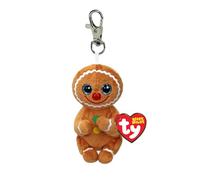 Ty Beanie Bellies Clips - T43118 Soft Toy Key Ring, Cookie Gingerbread Cookie with Green Eyes Glitter, Animals with Soft Belly Original 12 cm