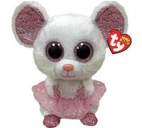 TY Beanie Boo - Nina Mouse Plush Toy, 15 CM - Soft & Cuddly Stuffed Animal with Sparkly Pink Tutu - Adorable Gift for Kids & Collectors