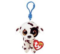 Ty Beanie Boos Clips-Dalmatian Dog-Luther-White and Black-with Golden Eyes Glitter-The Plush with Big Eyes Sparkling-12 Cm-35254, Multicoloured, T35254