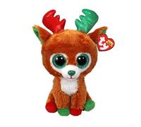 Ty Beanie Boos T37354 Tinseltoes The Reindeer with Big Green Eyes and Glitter; The Big Sparkly Eyes Plush Toy - Christmas Special - 15 cm
