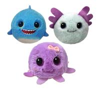 TY Beanie Bouncers 3-Pack - Fins the Shark, Leggy the Octopus & Swish the Axolotl - Soft Plush Toys 6 cm - Bouncy Plushies for Kids