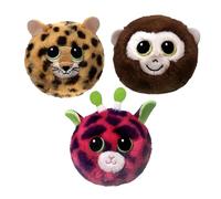 TY Beanie Bouncers 3-Pack - Spots the Leopard, Gilbert the Giraffe & Banana the Monkey - Soft Plush Toys 6 cm - Bouncy Plushies for Kids - Collectible Stuffed Toy Animals - Fun Gift Set