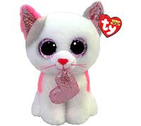 Ty Beanie Milena - White Cat with Pink Foil Heart - 6"