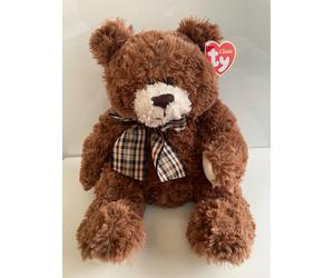 TY Classic Hobble Brown Bear with Tartan Bow 50045 12" TALL NEW MWMT