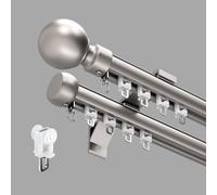 ty Double Curt Track System WallMounted 3.3ft20ft Adjustable Aluminum Alloy Rails with Rollers for Room Divider Living Room Bedroom Office Bathroom (Gray 12.4FT)