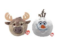 TY Frozen Olaf & Sven Bouncers, Soft Plush Bouncy Toy 2-Piece Set | Highly tactile plush, Bright character design, Collectable duo, TY Heart tag